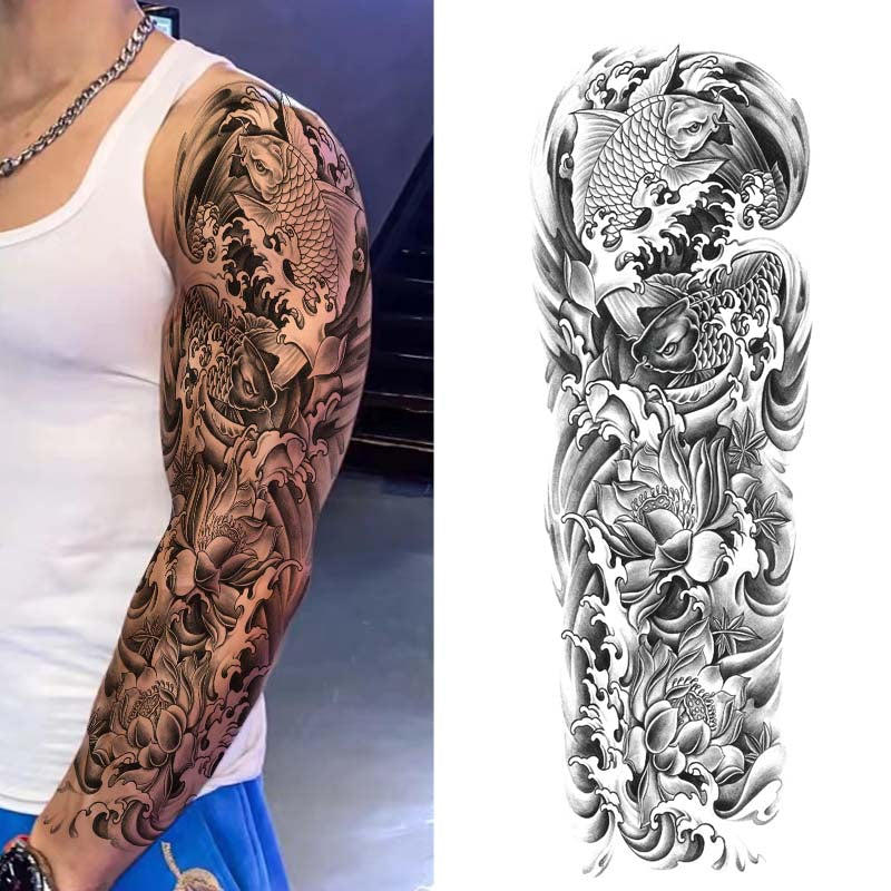 Koi Fish Tattoo Sleeve - Full Sleeve Tattoo - Temporary Sleeve Tattoos – neartattoos